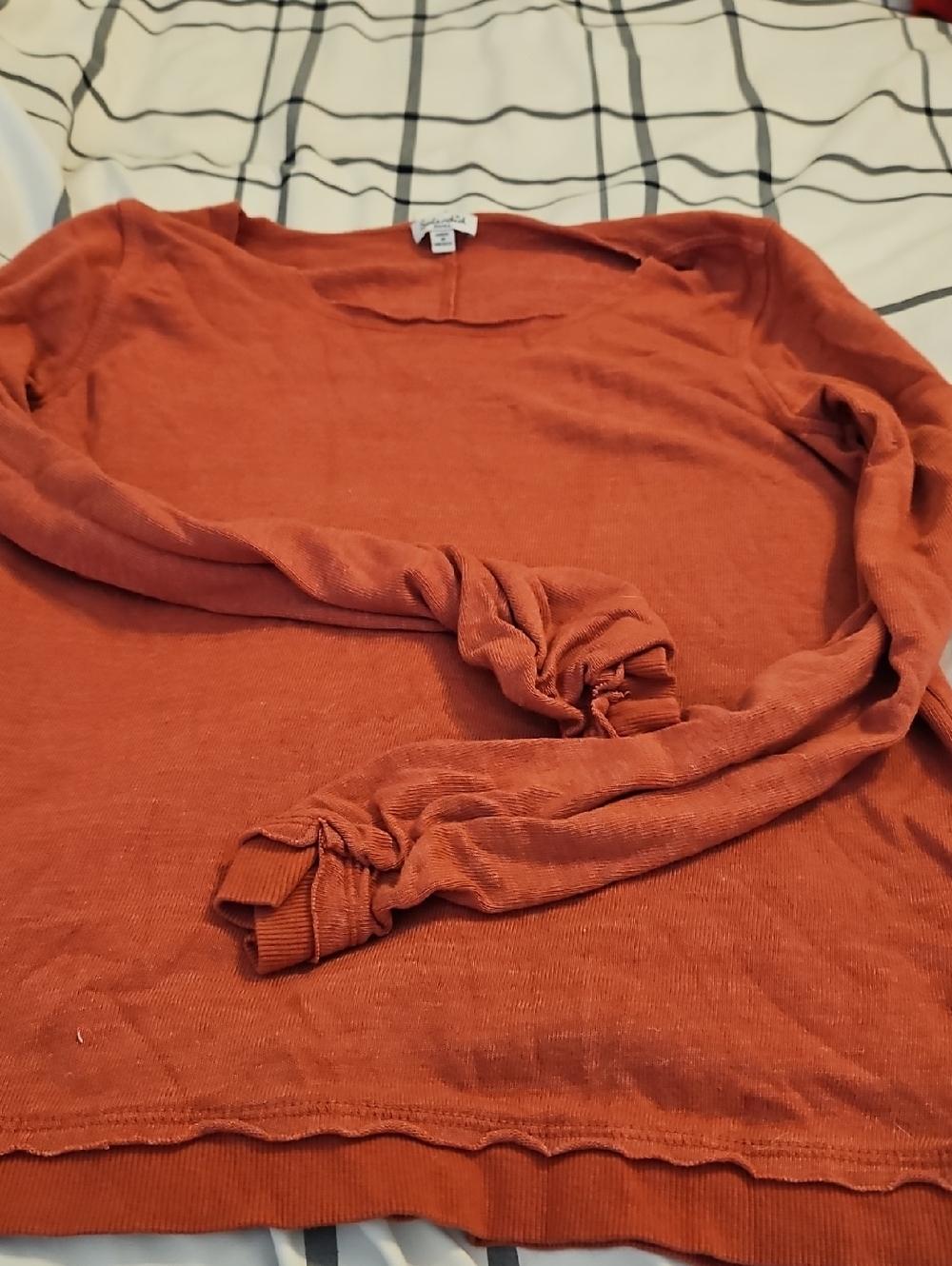 Splendid Long Sleeve Lightweight Knit Top - Rust